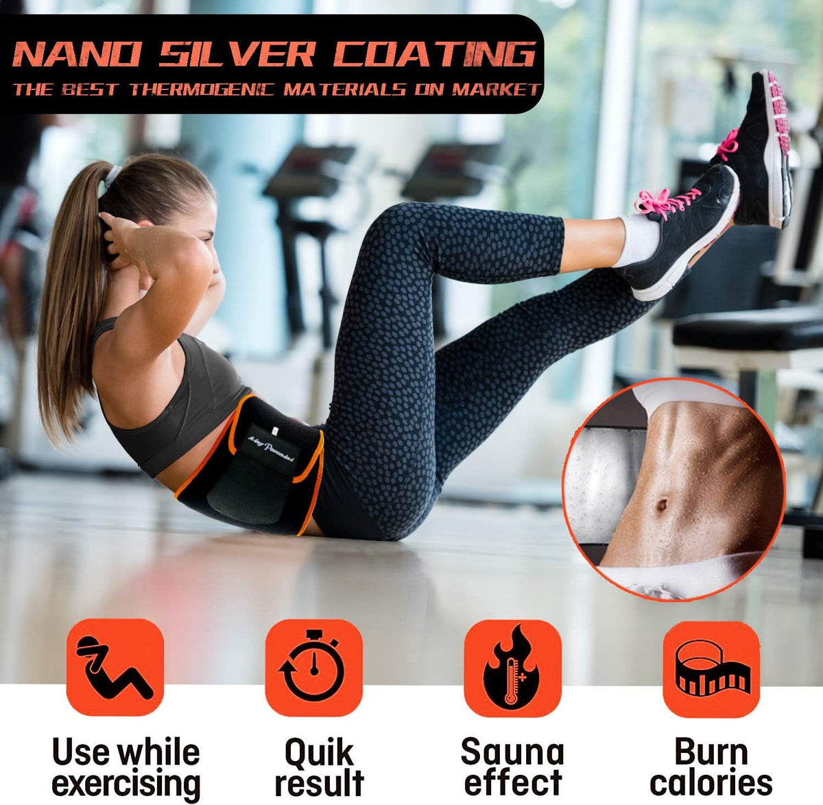 Waist Trainer Sweat Belt – Adjustable Workout Waist Belt for Men & Women, Fitness & Exercise Support